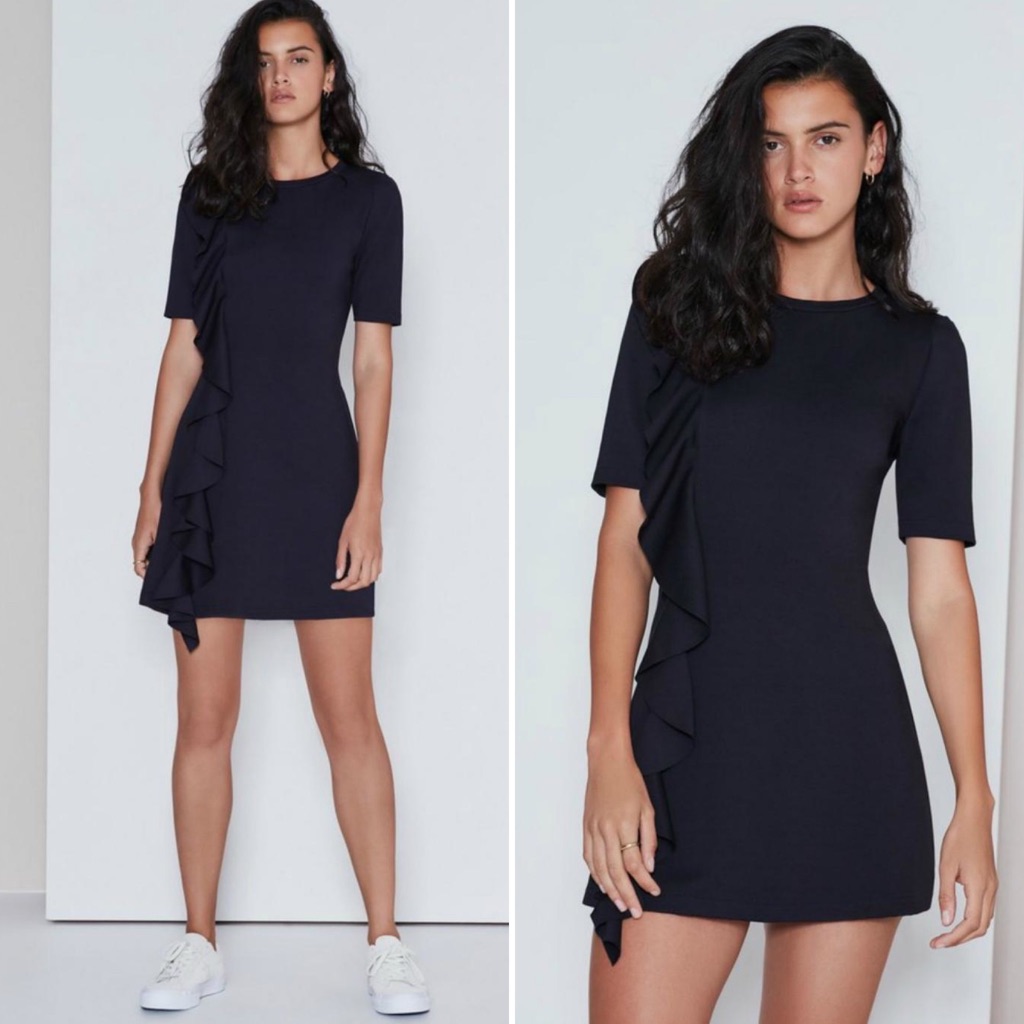 The Fifth Label | Ultraviolet Waterfall Ruffle Jersey Knit Dress Navy L